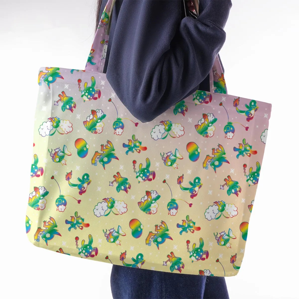 Rainbow Pokemon Pattern Large Tote Bag