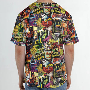 Fright Night Halloween Retro Horror Characters Collage Unisex Baseball Jersey