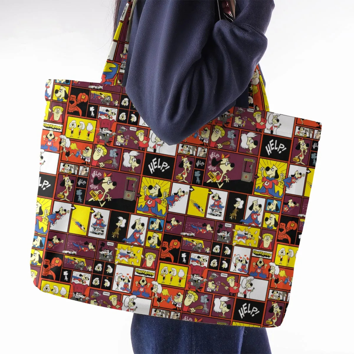 Underdog Cartoon Pattern Large Tote Bag