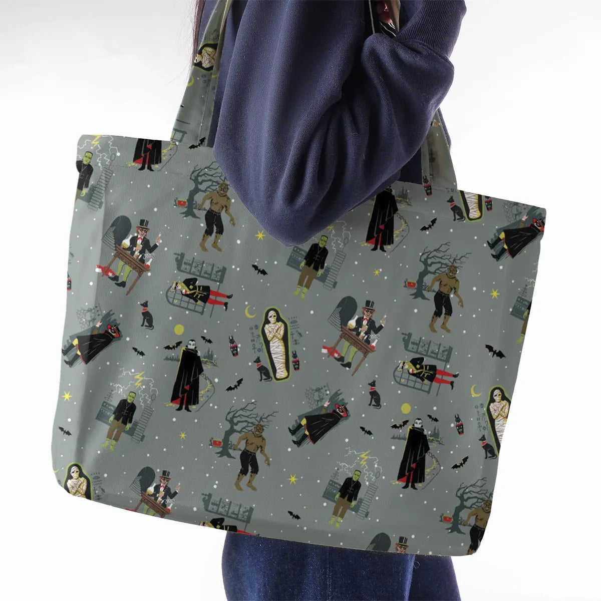 Classic Monsters Halloween Large Tote Bag