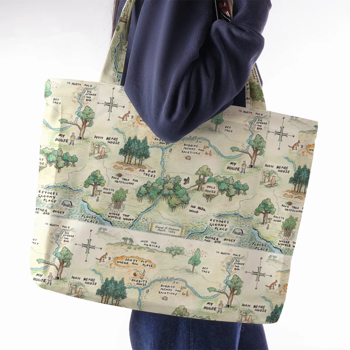 Hundred Acre Wood Map Large Tote Bag