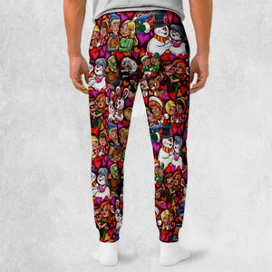 Retro Christmas Cartoon Couples Love Sweatpants