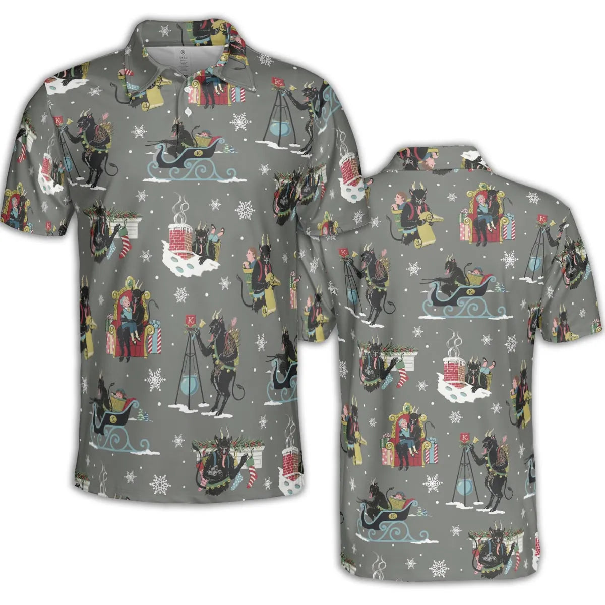 Unusual Christmas Krampus AOP Men/Women Polo Shirt