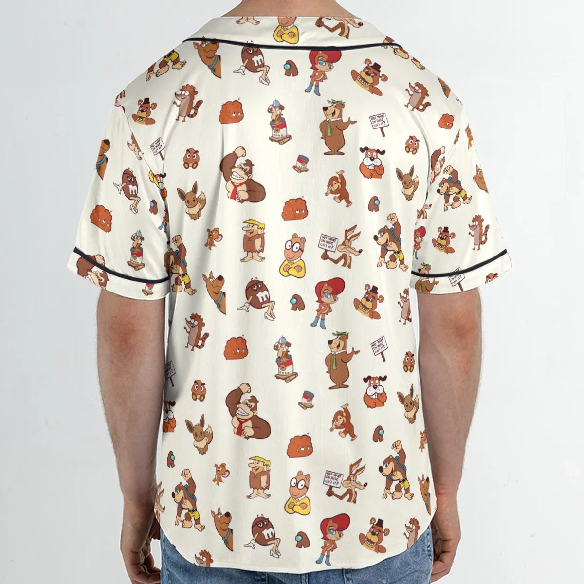 Famous Cartoon Characters in Brown Unisex Baseball Jersey