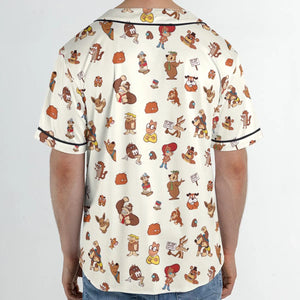 Famous Cartoon Characters in Brown Unisex Baseball Jersey