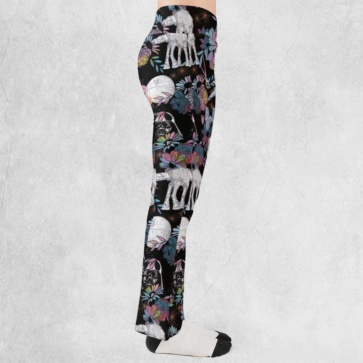 Floral Wars Dark Side Star Wars Pattern Flare Leggings