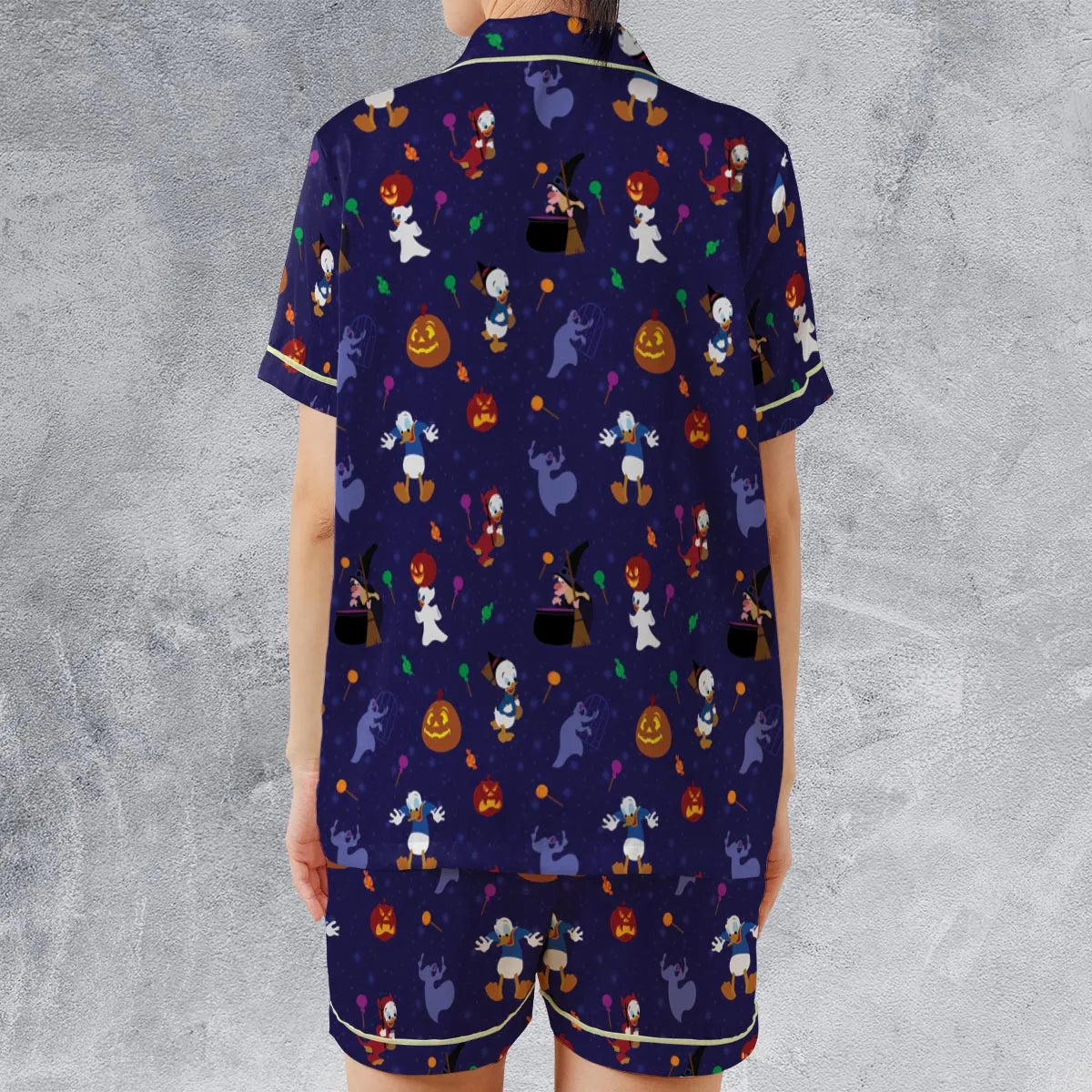 Spooky Month Halloween Satin Short-Sleeve Pajamas Set
