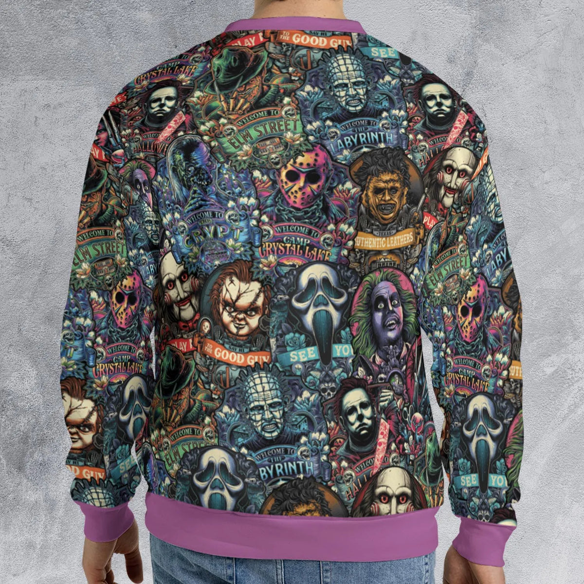 Horror Movie Characters Pattern All-over Print Sweatshirt