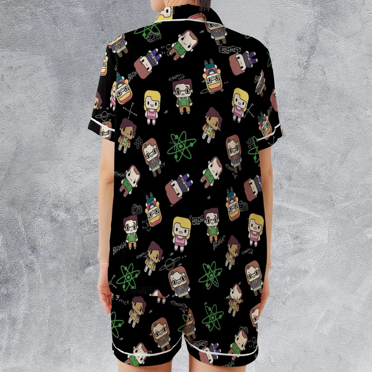 Geeky Bazinga The Big Bang Theory Satin Short-Sleeve Pajamas Set