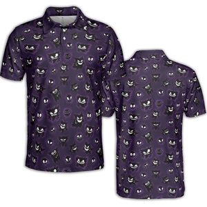 Gastly Haunter and Gengar Pokemon Pattern AOP Men/Women Polo Shirt