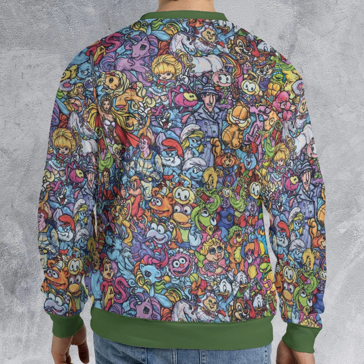 80s Throwback Cartoon Pattern All-over Print Sweatshirt