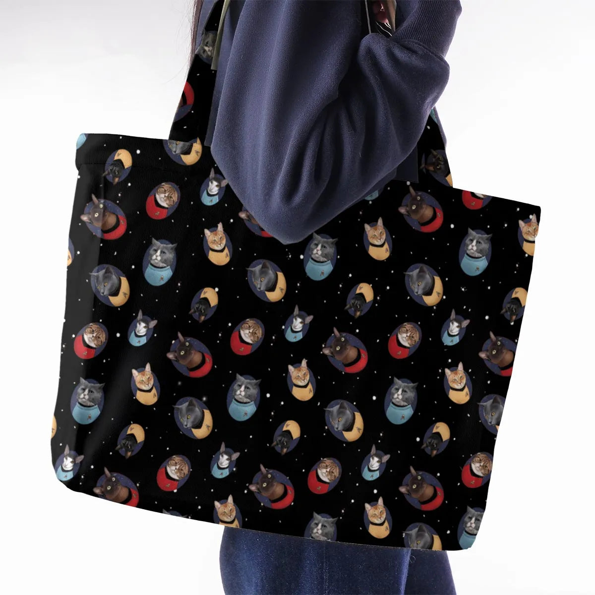 Live Long and Paws-purr Star Trek Large Tote Bag