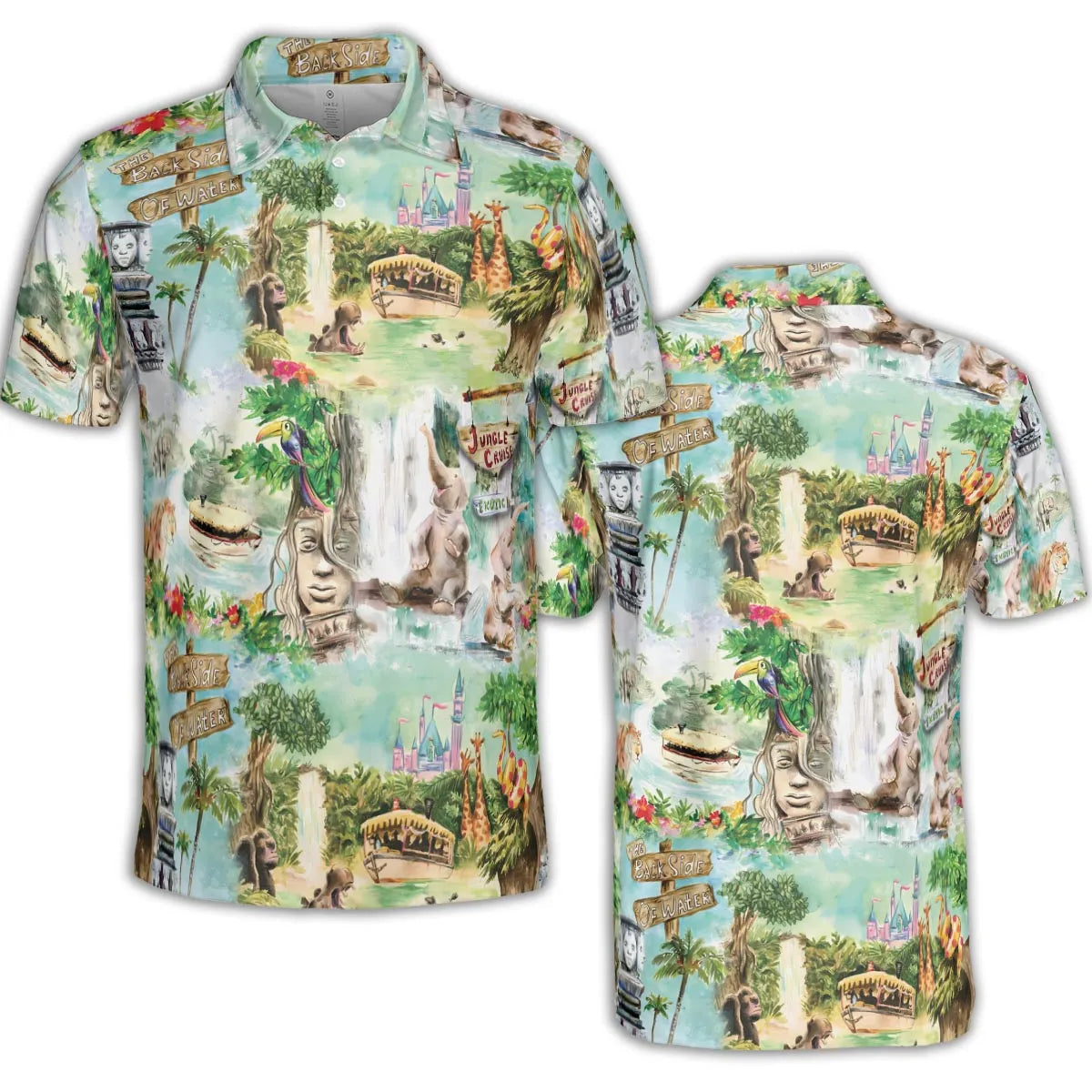 Water Color Jungle Cruise Map AOP Men/Women Polo Shirt