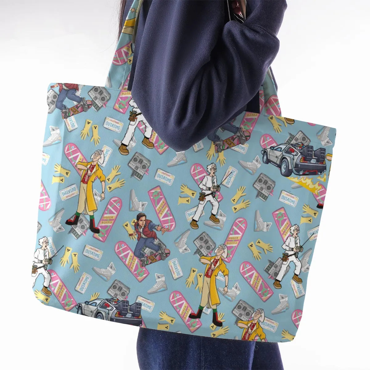 Marty McFly Dr. Emmett Brown Back To The Future Large Tote Bag