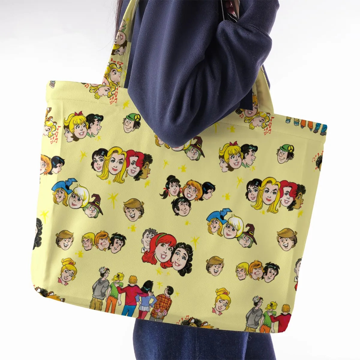Nostalgic Cartoons in Archie Style Large Tote Bag