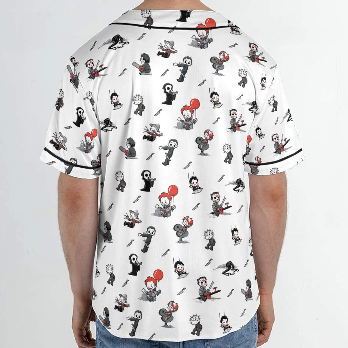 Baby Horror Characters Pattern Unisex Baseball Jersey
