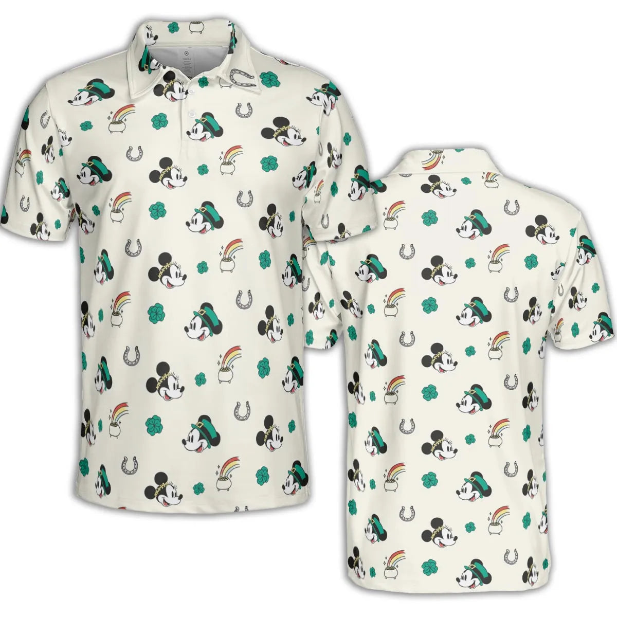 Mickey and Minnie St. Patrick's Day Pattern AOP Men/Women Polo Shirt
