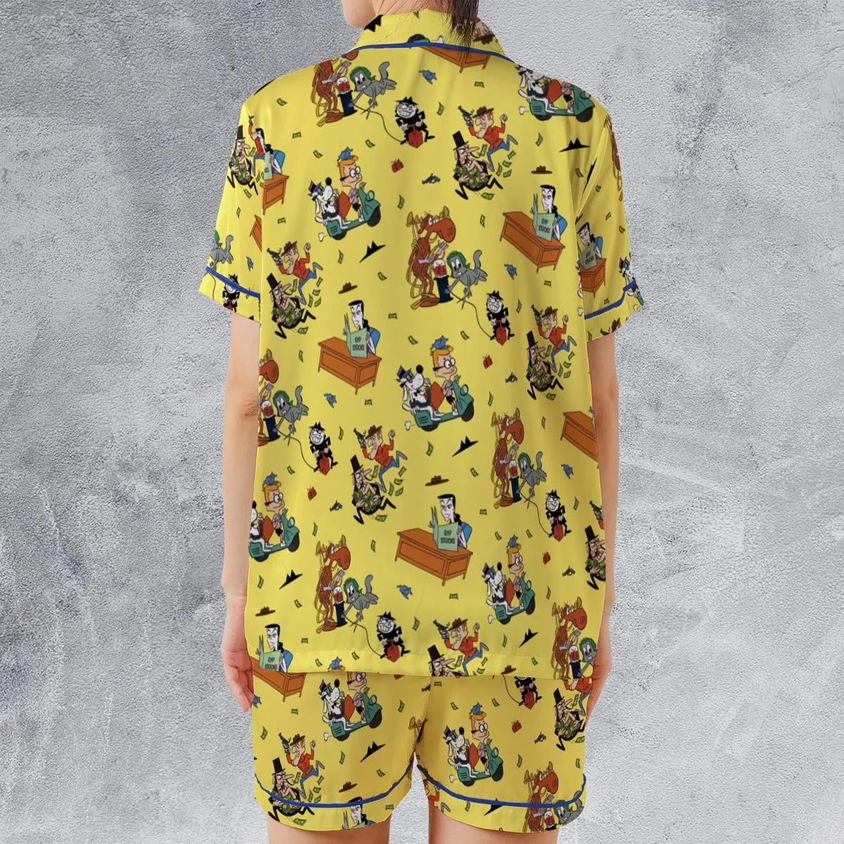 Moose And Squirrel The Adventures of Rocky and Bullwinkle Satin Short-Sleeve Pajamas Set
