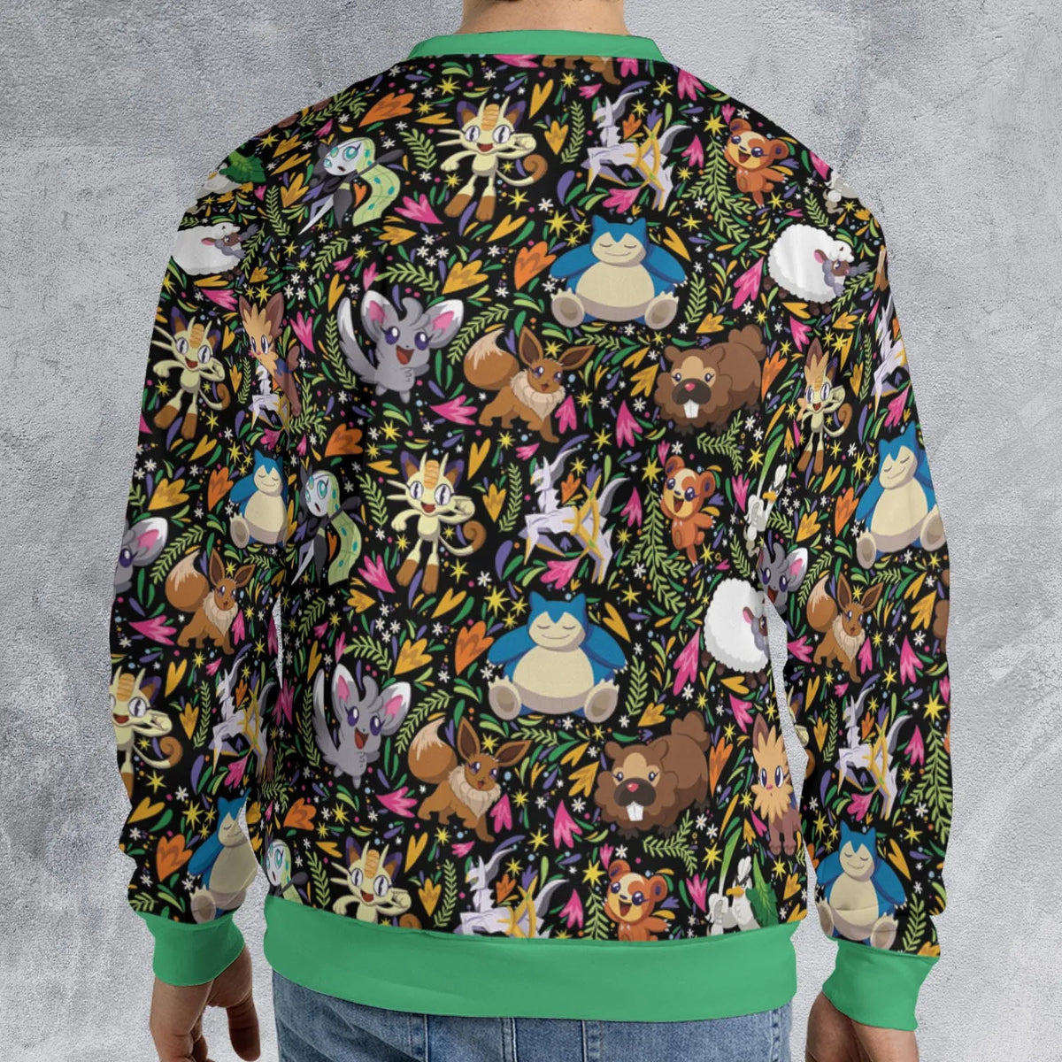 Floral Snorlax Bidoof Eevee Meloetta Pokemon All-over Print Sweatshirt