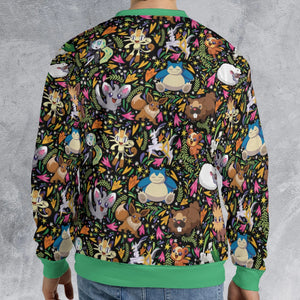 Floral Snorlax Bidoof Eevee Meloetta Pokemon All-over Print Sweatshirt
