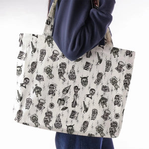 The Twilight Zone Characters Pattern Large Tote Bag