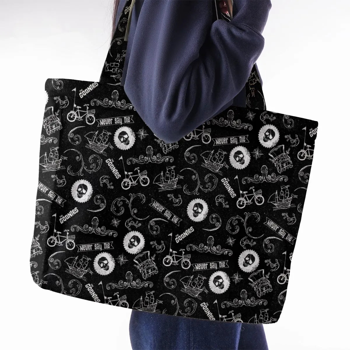Never Say Die The Goonies Pattern Large Tote Bag