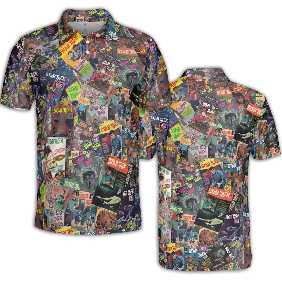 Vintage 1970s Star Trek Comic Books Collage AOP Men/Women Polo Shirt