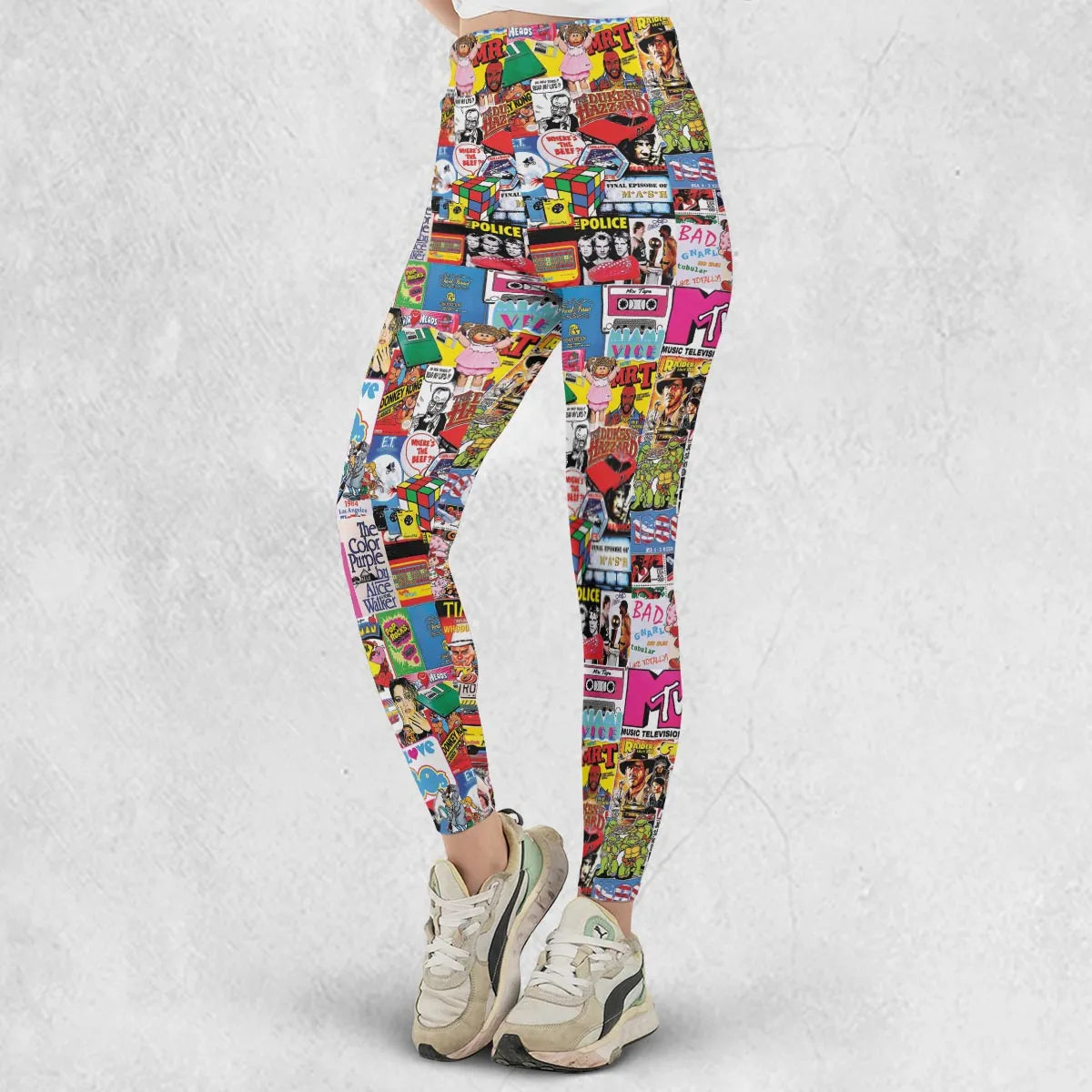 I heart 80s Collage Mr. T Back To the Future Pac-man Legging