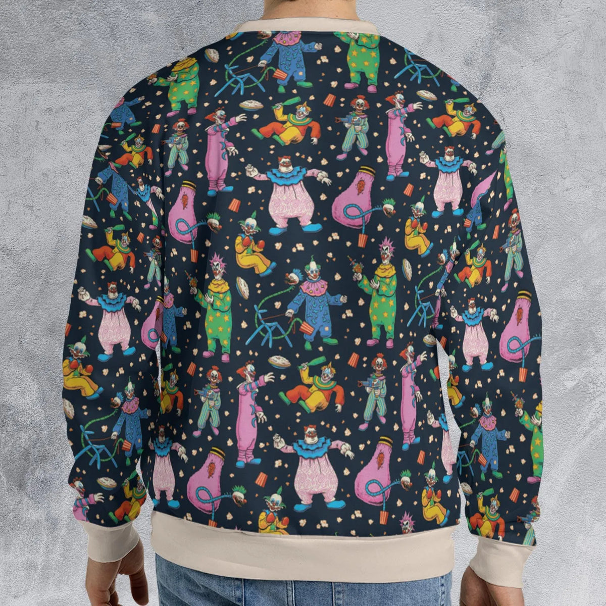 Clowns Popcorn Killer Klowns from Outer Space Pattern All-over Print Sweatshirt