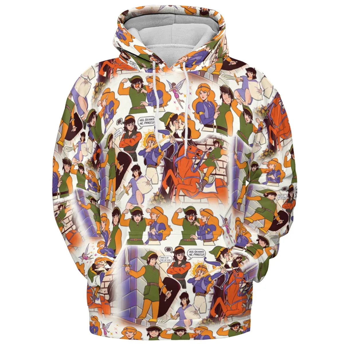 Link And Princess Zelda The Legend Of Zelda Animated All-over Print Hoodie