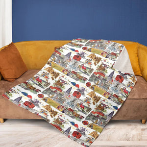 History Of Bedrock Flintstones Fleece Blanket