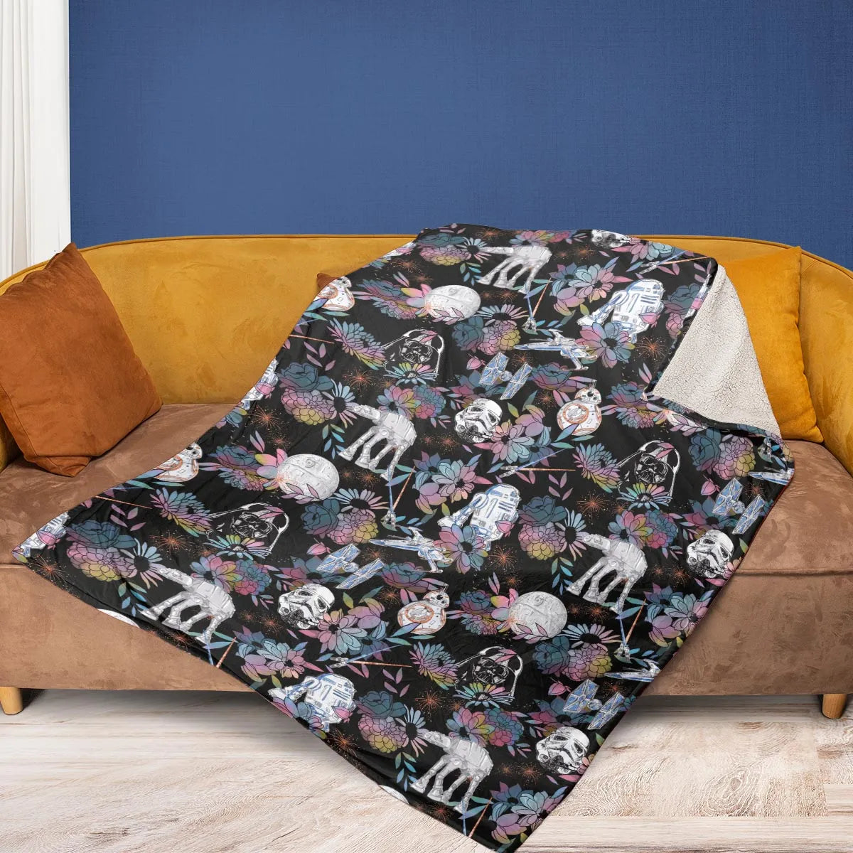 Floral Wars Dark Side Star Wars Pattern Fleece Blanket