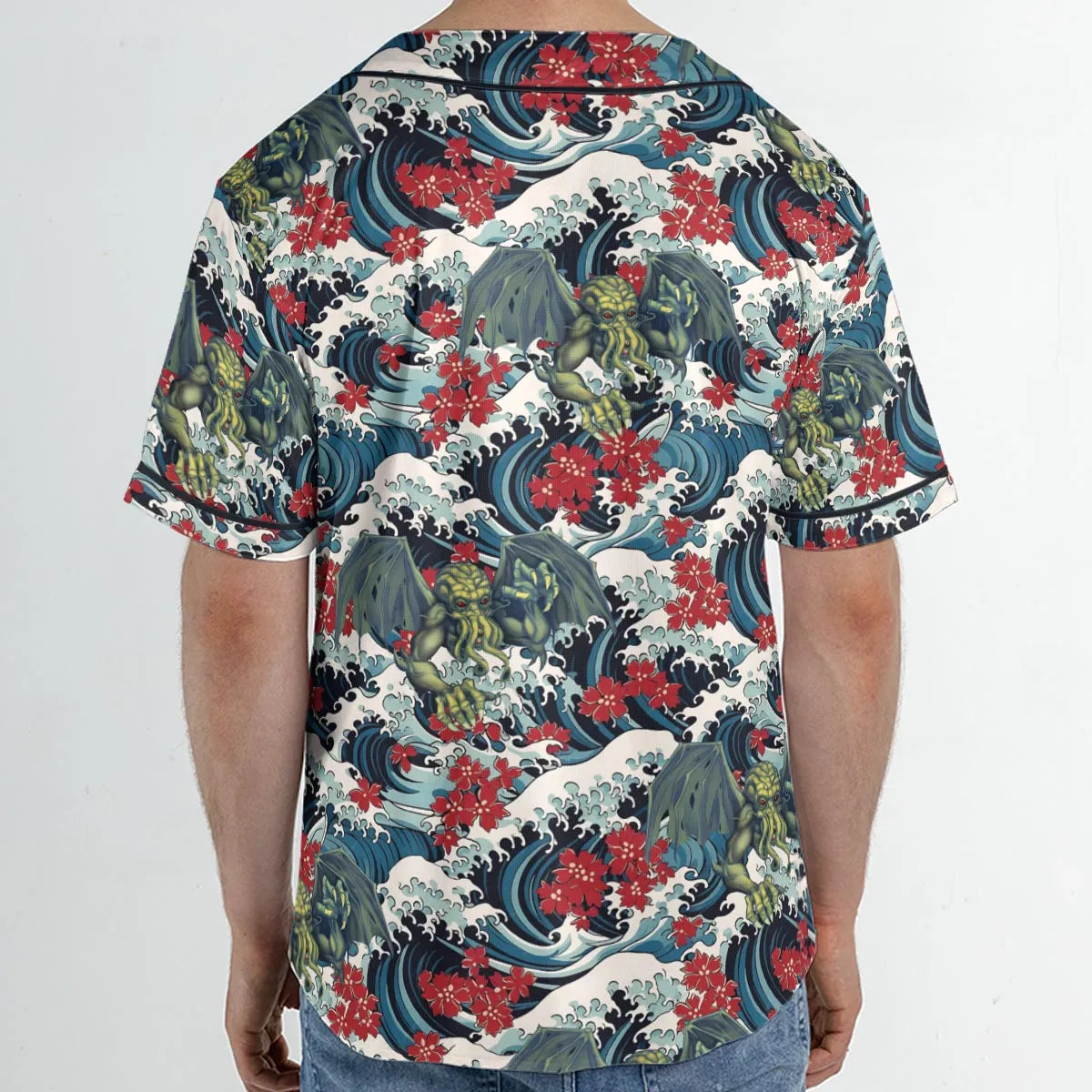 Great Waves Cthulhu Unisex Baseball Jersey
