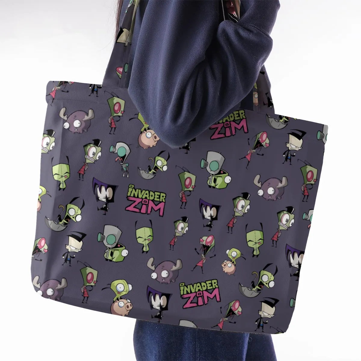 Invader Zim Pattern Large Tote Bag