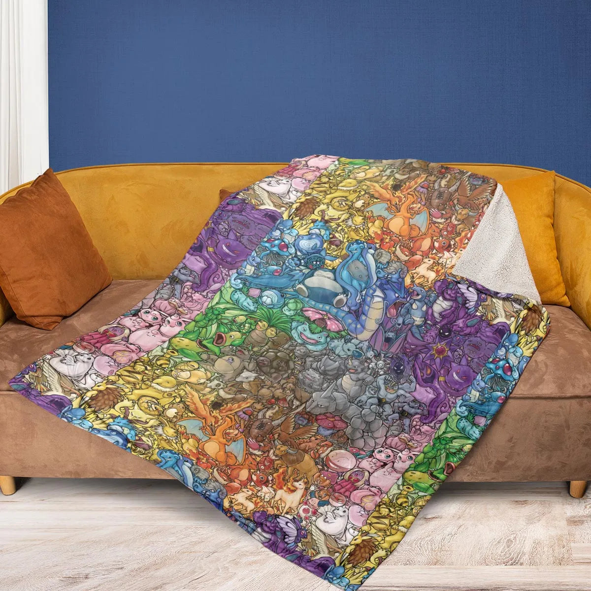 Rainbow Epic Pokemon Fleece Blanket