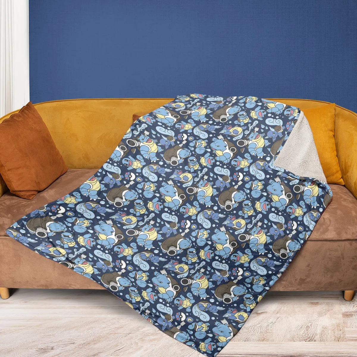 Blastoise Wartortle Squirtle Pokemon Pattern Fleece Blanket