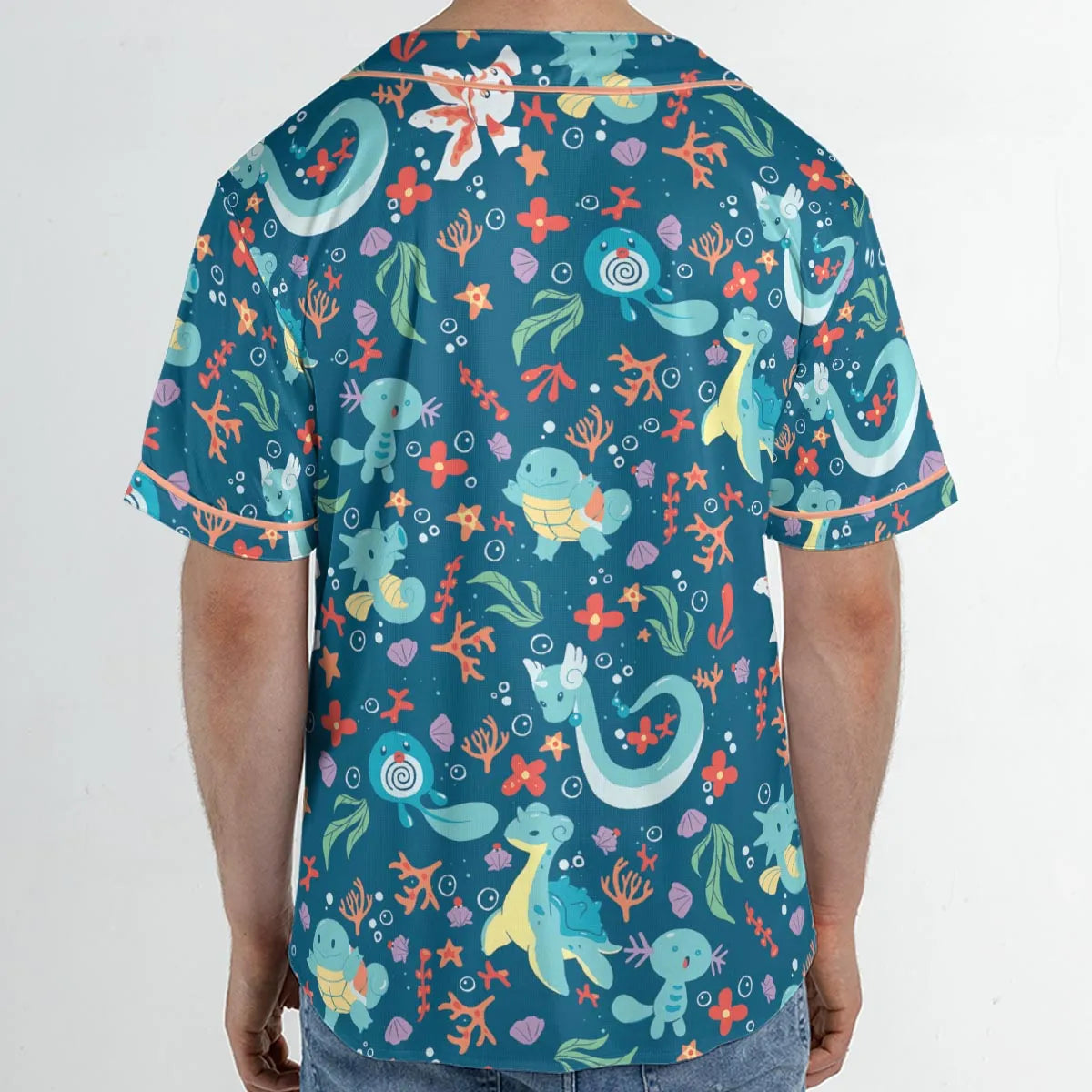 Water Pokemon Pattern Unisex Baseball Jersey