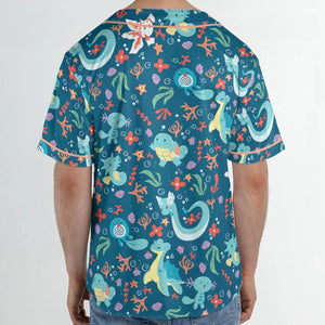Water Pokemon Pattern Unisex Baseball Jersey