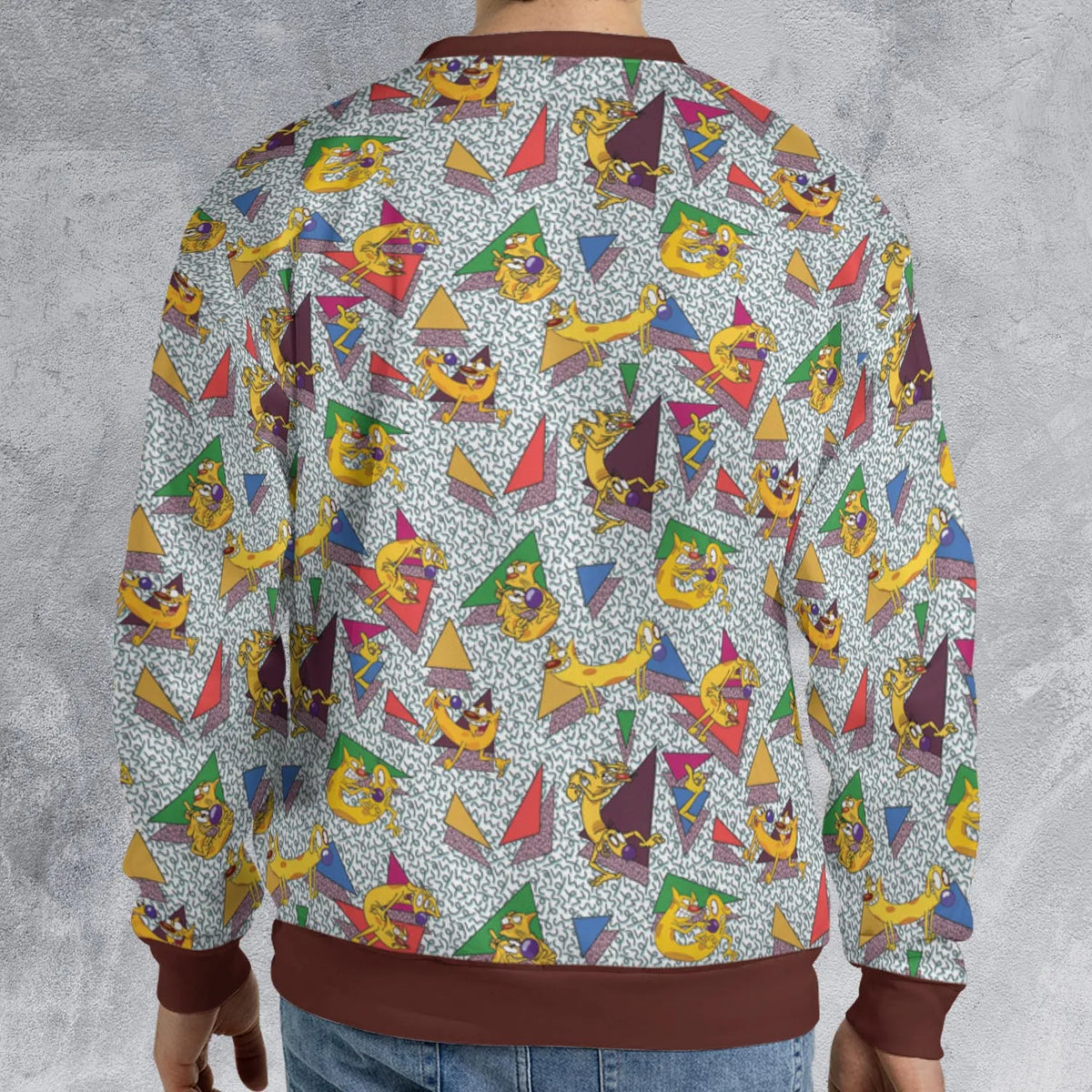 Catdog 90s Cartoon Pattern All-over Print Sweatshirt
