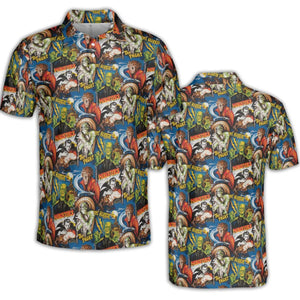The Horror The Fright Dracula Frankenstein The Wolfman Monster Universal Pattern AOP Men/Women Polo Shirt
