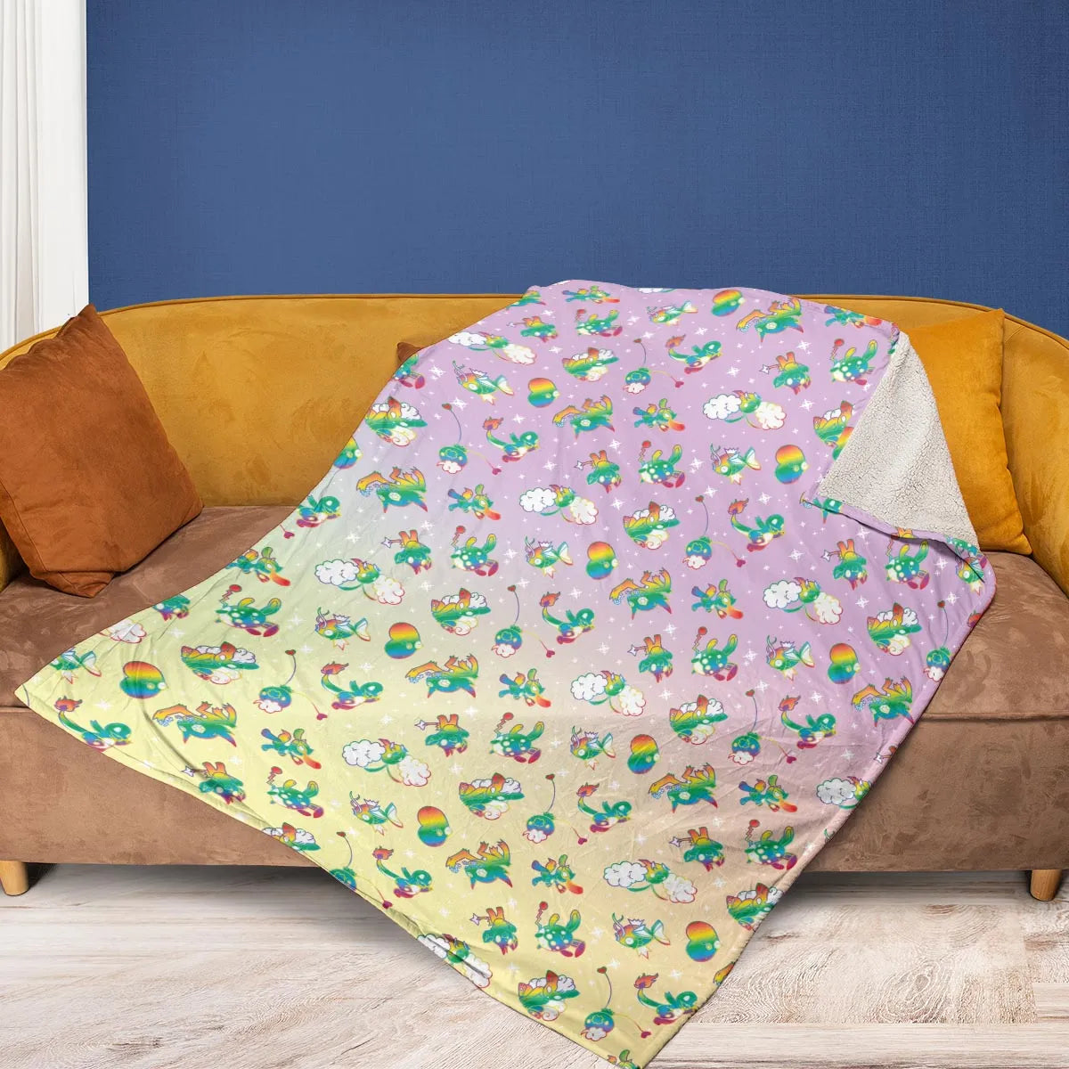 Rainbow Pokemon Pattern Fleece Blanket