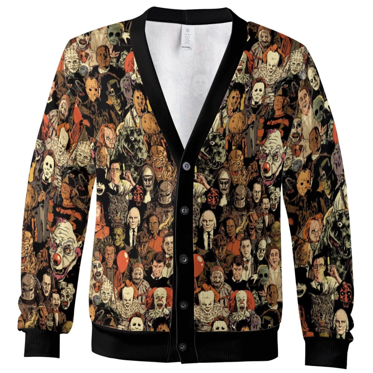 Horror Movie Characters Halloween Pattern Cardigan