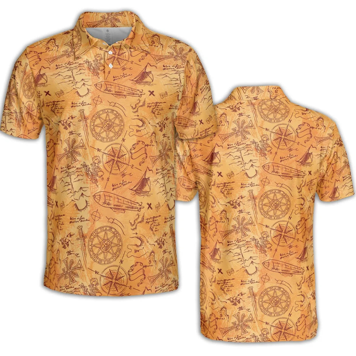 Vintage Adventure Map Indiana Jones AOP Men/Women Polo Shirt