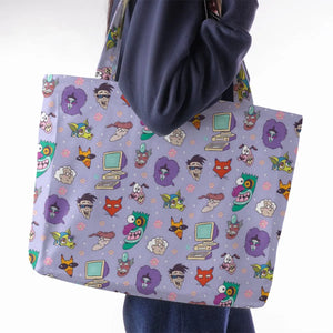 Floral Courage Courage the Cowardly Dog Large Tote Bag