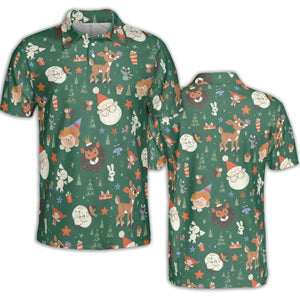 Rudolph The Red Nosed Reindeer Characters AOP Men/Women Polo Shirt