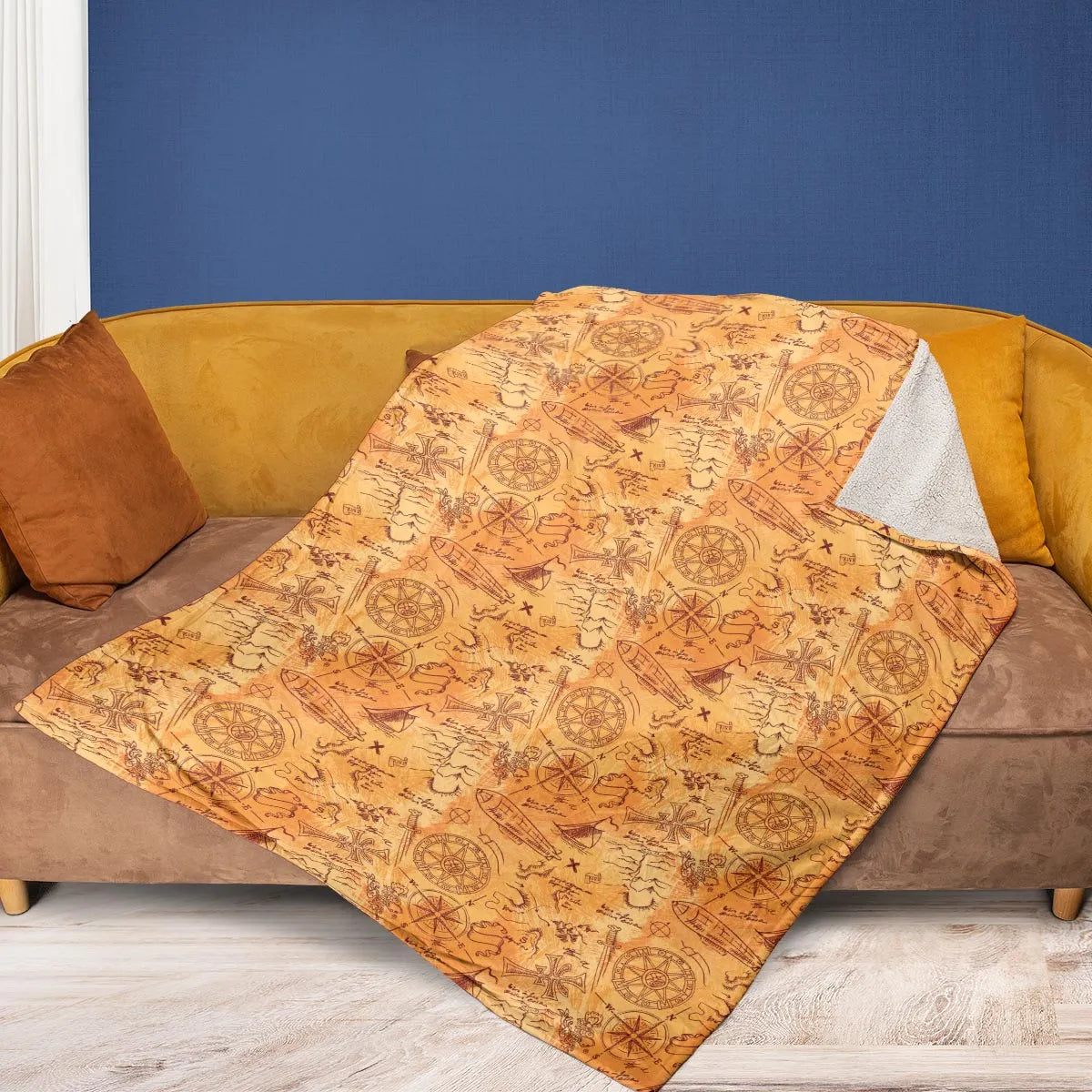 Vintage Adventure Map Indiana Jones Fleece Blanket