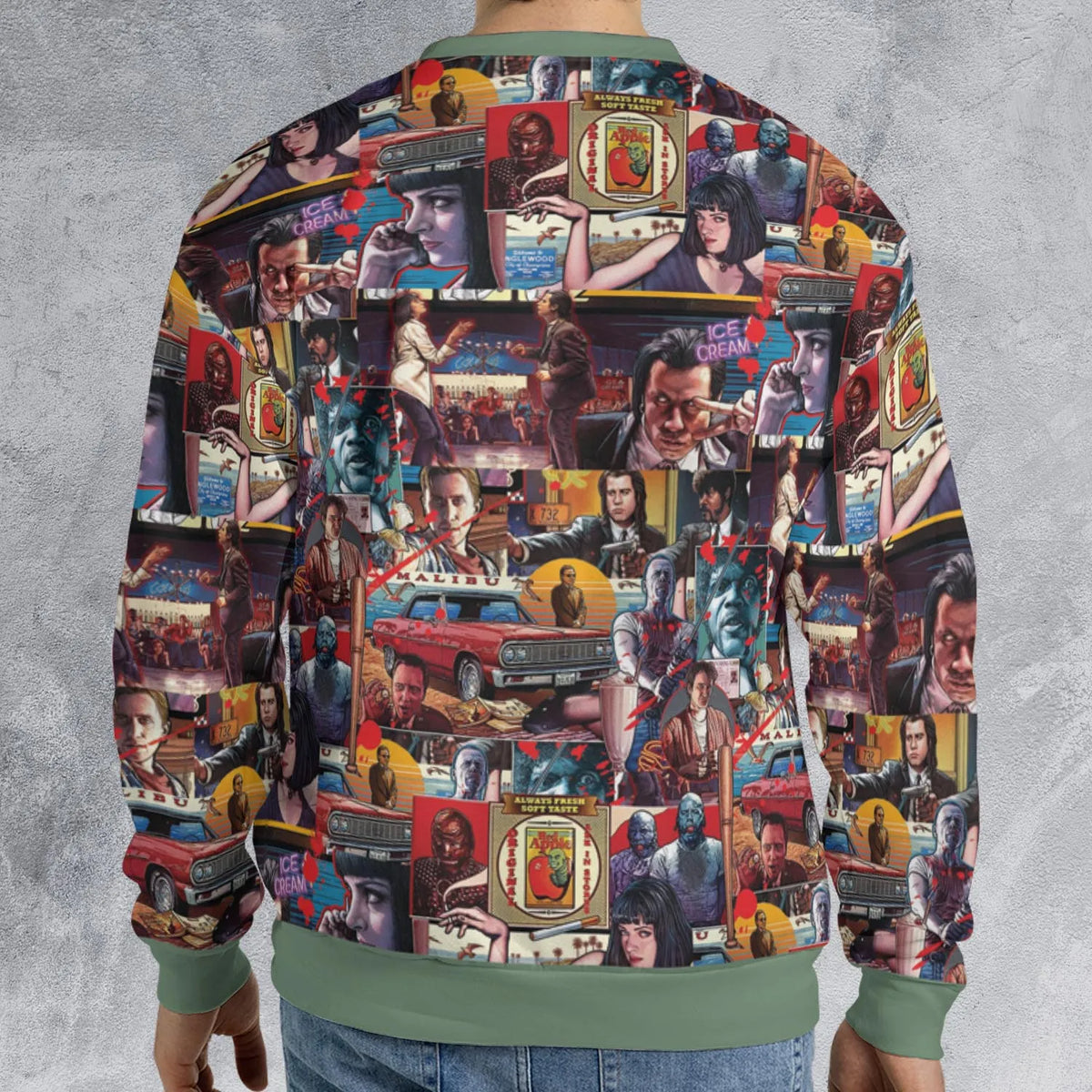 Retro Scenes Mia Wallace Vincent Vega Jules Winnfields Pulp Fiction All-over Print Sweatshirt