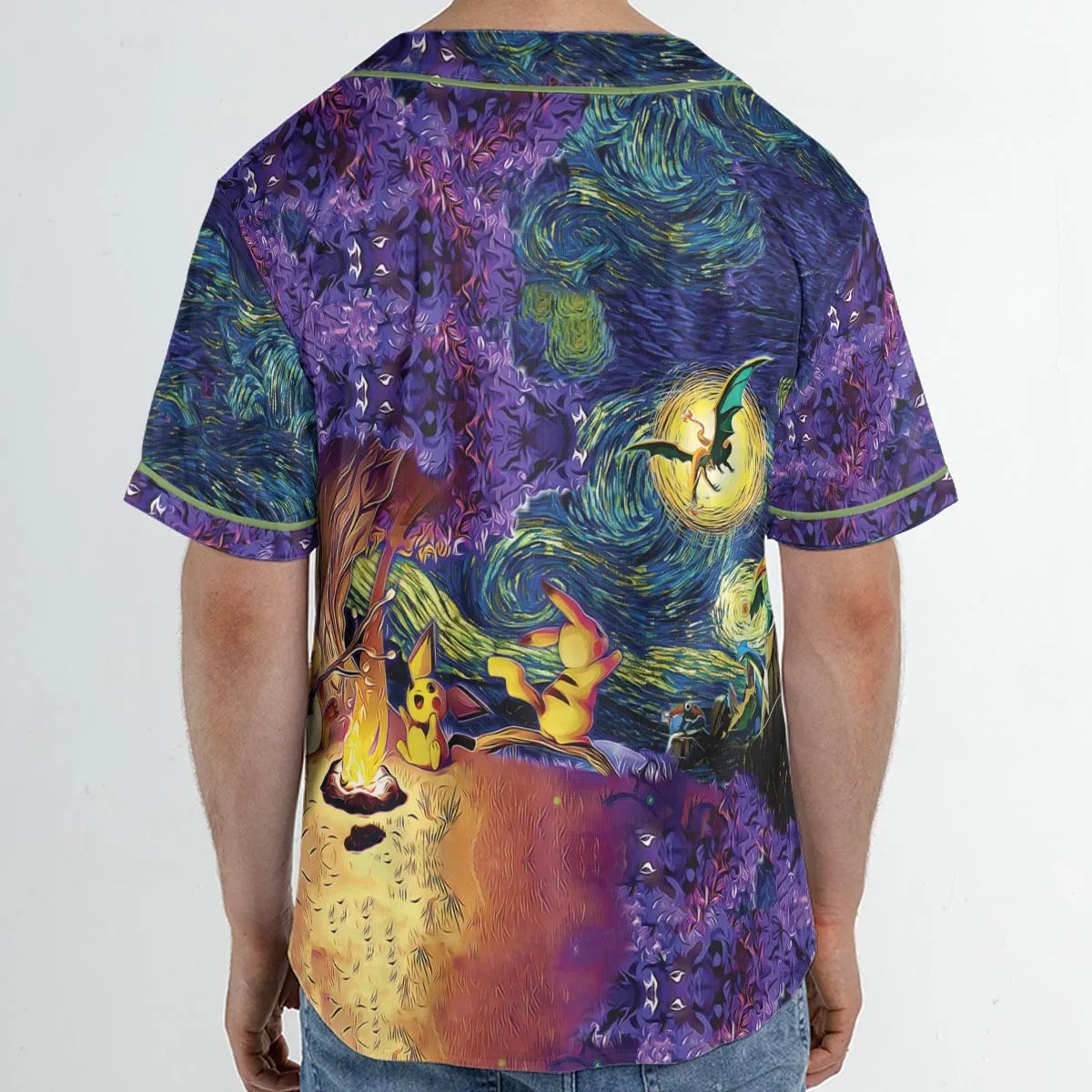 Pokemon Starry Night Campfire Unisex Baseball Jersey