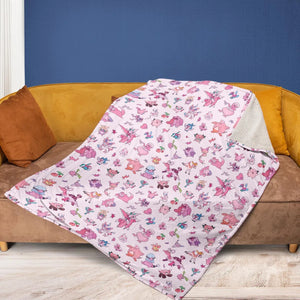 Team Pink Pokemon Pattern Fleece Blanket