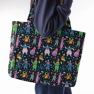 Clowns Popcorn Killer Klowns from Outer Space Pattern Large Tote Bag